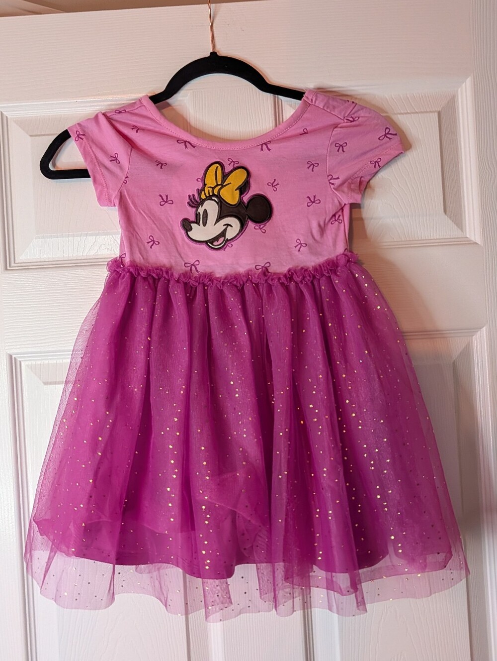 Disney Junior Minnie Mouse Girls 5T Pink Purple Sparkle Tulle Tutu Dress